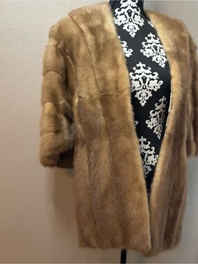 Vintage D’Jimas Furs Mink Shaw Cape Honey Brown One Size